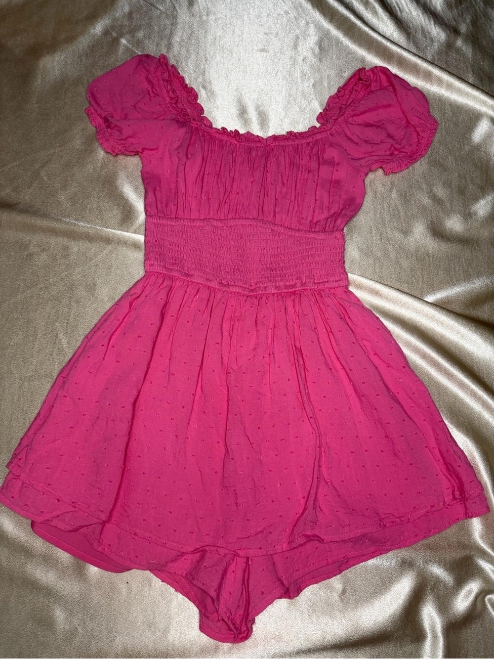 Hollister Pink Babydoll Smocked Romper Coquette Size XS